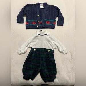 Good Lad Baby Plaid Boy Outfit 12 Months USA made Vintage Wool Cotton holiday